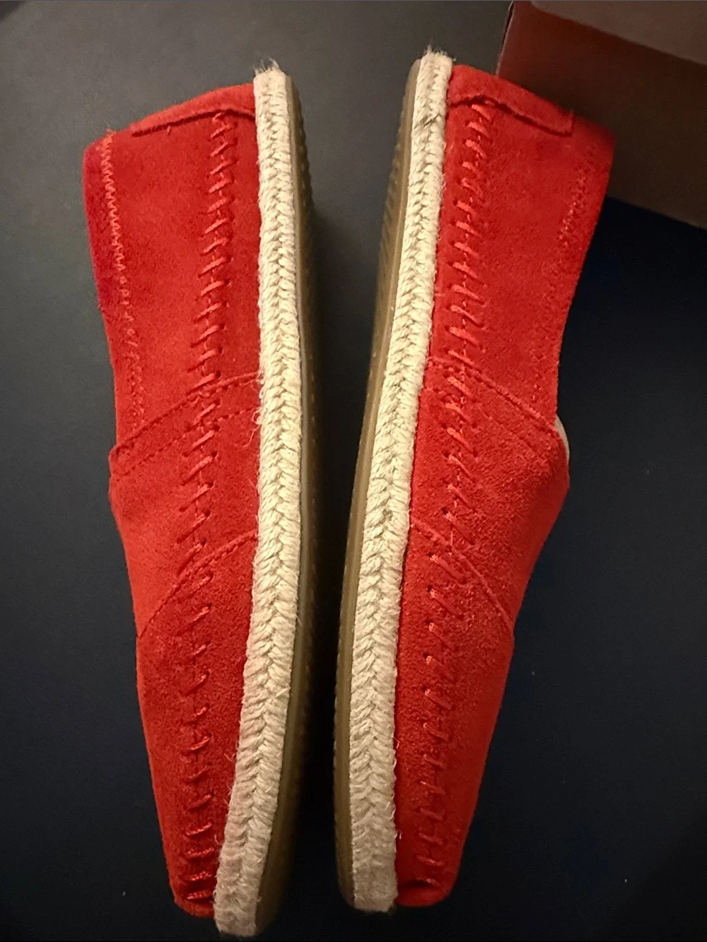 TOMS Women's Red Suede Espadrille Slip-Ons